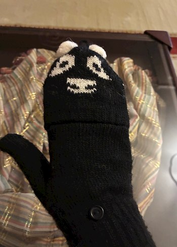 Siyah Örgü Goth Parmaksız Eldivenler - Görsel 5