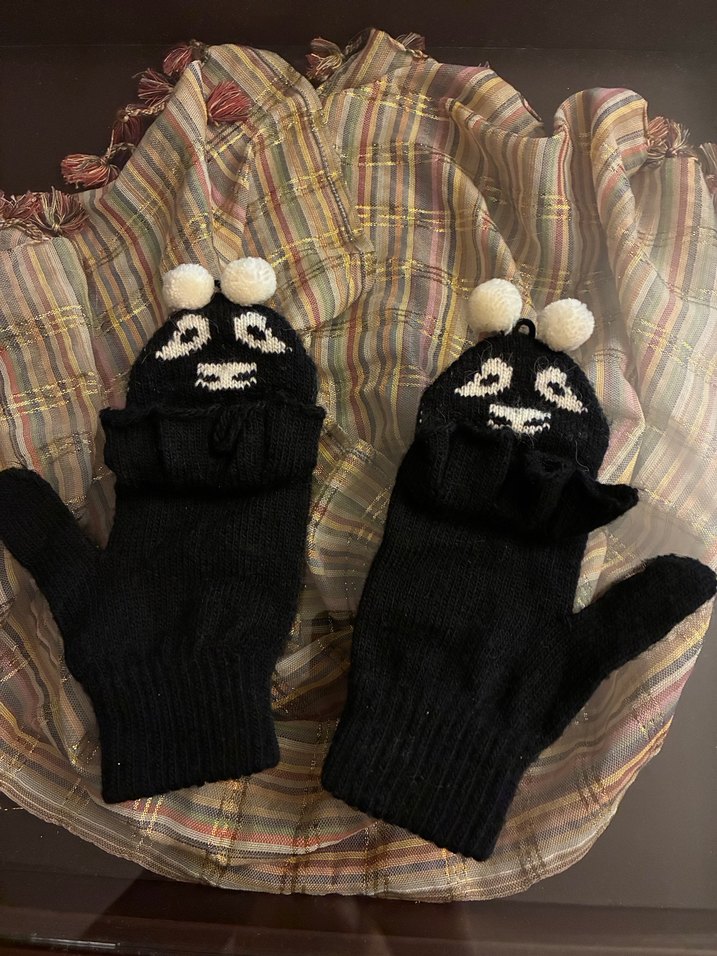 Siyah Örgü Goth Parmaksız Eldivenler - Görsel 3