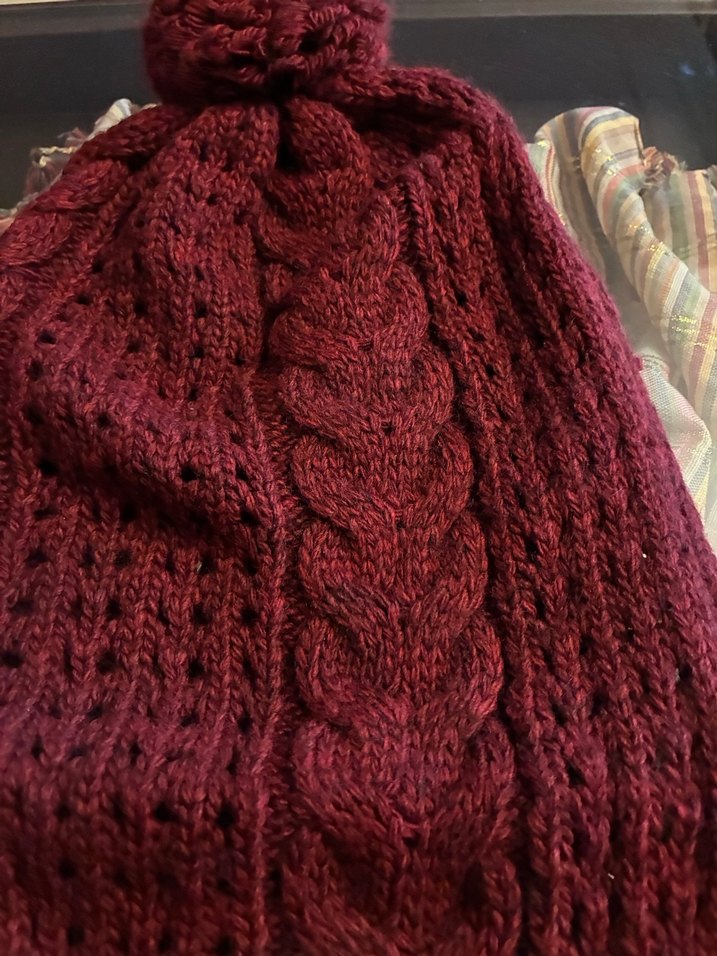 Bordo Örgü Kadın Bere - Görsel 2