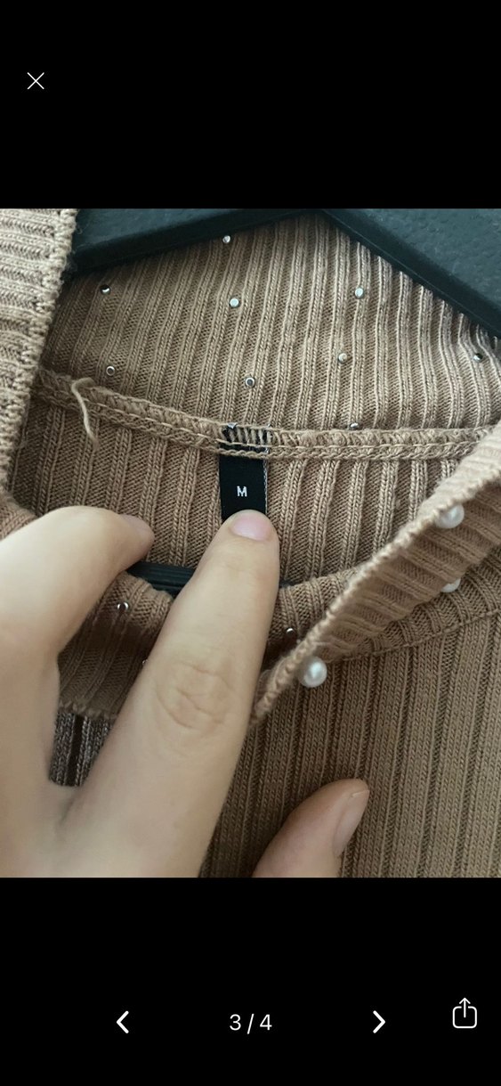 İnci Detaylı Bej Triko Uzun Elbise - Görsel 3