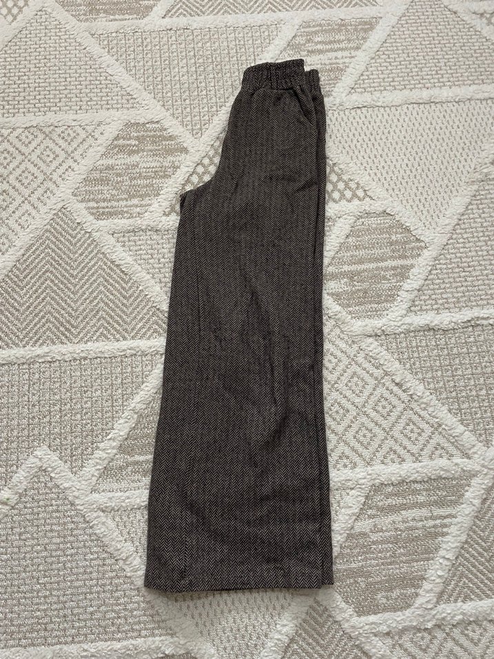 Gri Midi Kumaş Kadın Pantolon - Görsel 4