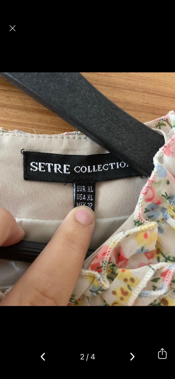 Bej Midi Vintage Yaka Fırfırlı Elbise - Görsel 2