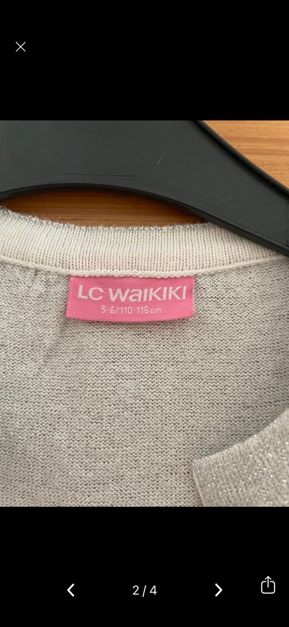 Gri Düğmeli Kız Hırka - Görsel 2