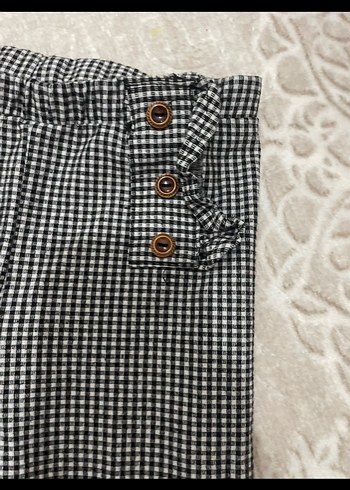 Düğmeli Ekose Desenli Kız Tayt - Görsel 2