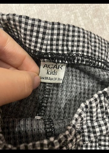 Düğmeli Ekose Desenli Kız Tayt - Görsel 3