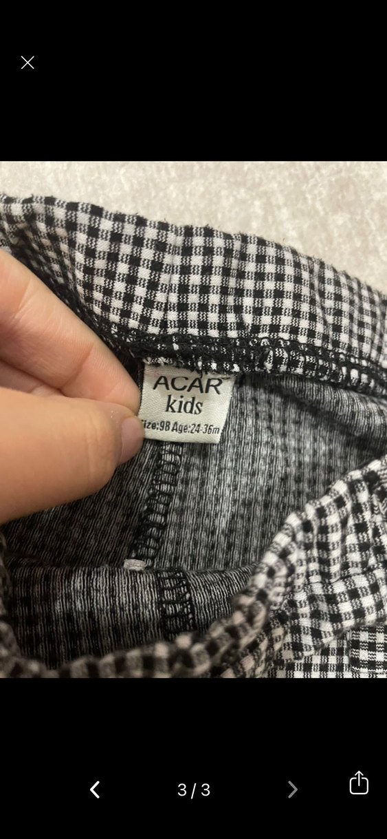 Düğmeli Ekose Desenli Kız Tayt - Görsel 3