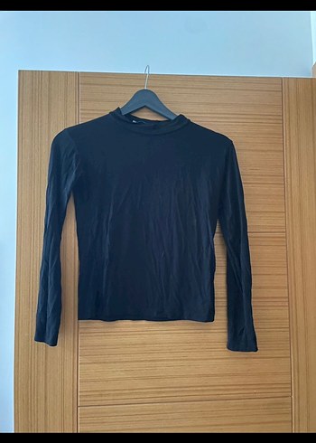 Siyah Kadın Keten Uzun Kollu Sweatshirt - Görsel 2