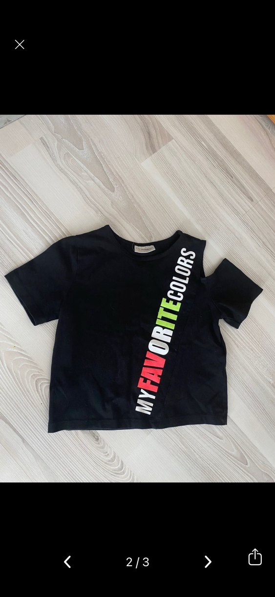 Kız Çocuk Siyah Baskılı Kısa Kollu Tişört - Görsel 2