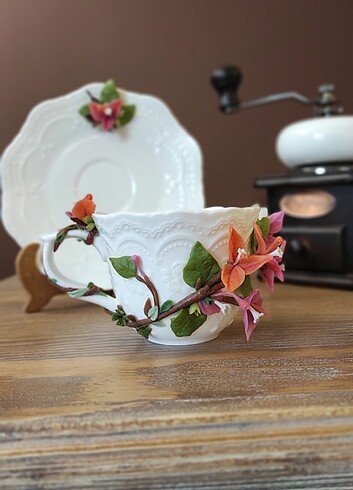 Tasarımcı Fincan bardak tabak sunum biblo çiçek 