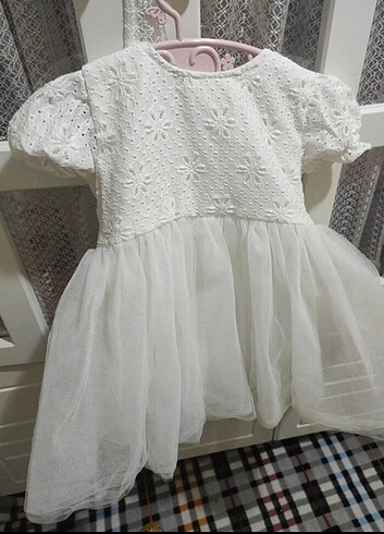 24-36 Ay Beden beyaz Renk Kız çocuk elbise 