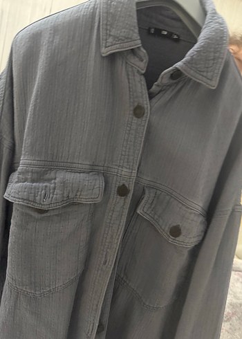 LTB Gri Keten Düğmeli Kadın Gömlek - Görsel 8