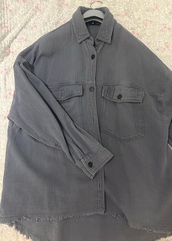 LTB Gri Keten Düğmeli Kadın Gömlek - Görsel 2