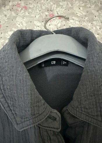 LTB Gri Keten Düğmeli Kadın Gömlek - Görsel 3