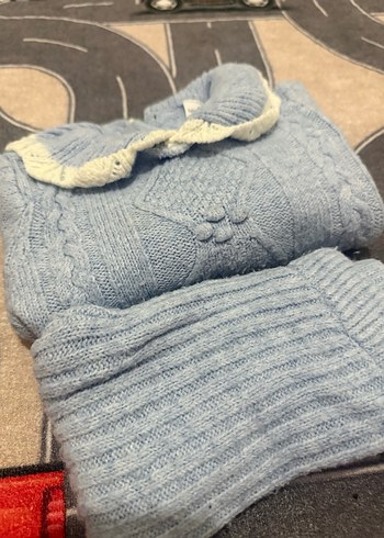 Triko Bebe mavisi Örgü Bebek Kız Takımı Uzun Kollu - Görsel 11