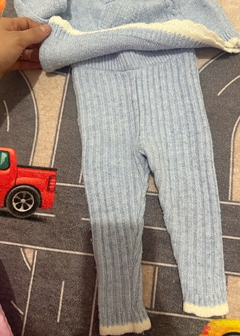 Triko Bebe mavisi Örgü Bebek Kız Takımı Uzun Kollu - Görsel 9