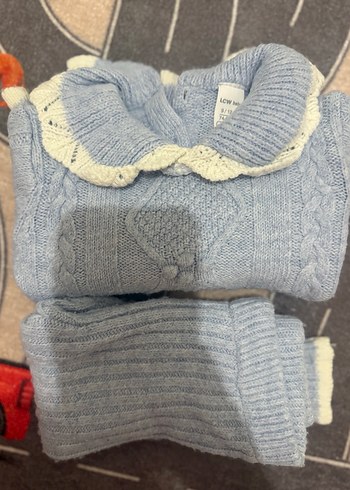 Triko Bebe mavisi Örgü Bebek Kız Takımı Uzun Kollu - Görsel 12