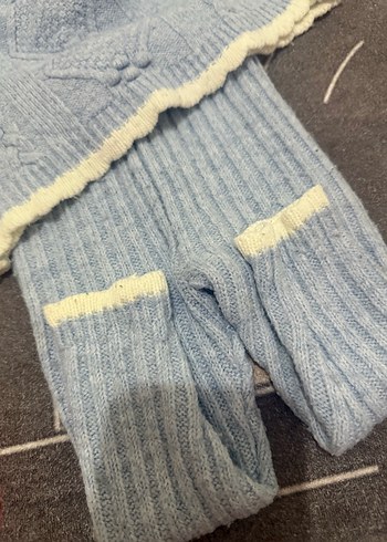 Triko Bebe mavisi Örgü Bebek Kız Takımı Uzun Kollu - Görsel 10