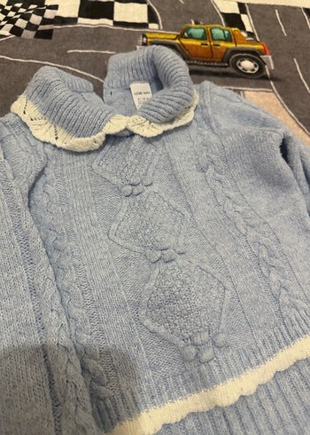 Triko Bebe mavisi Örgü Bebek Kız Takımı Uzun Kollu - Görsel 3