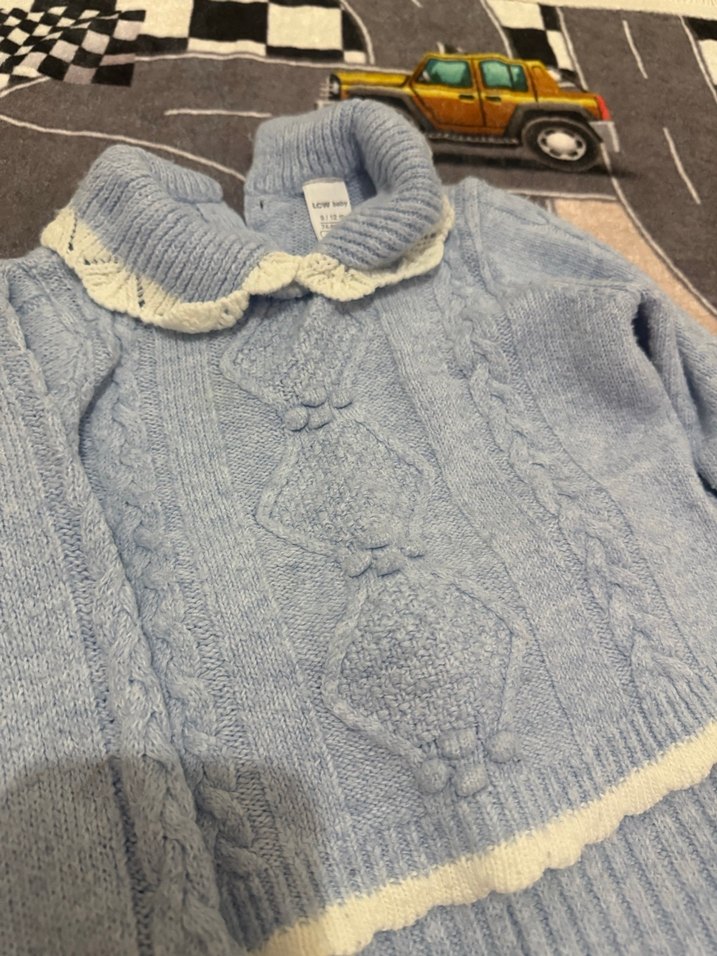 Triko Bebe mavisi Örgü Bebek Kız Takımı Uzun Kollu - Görsel 3