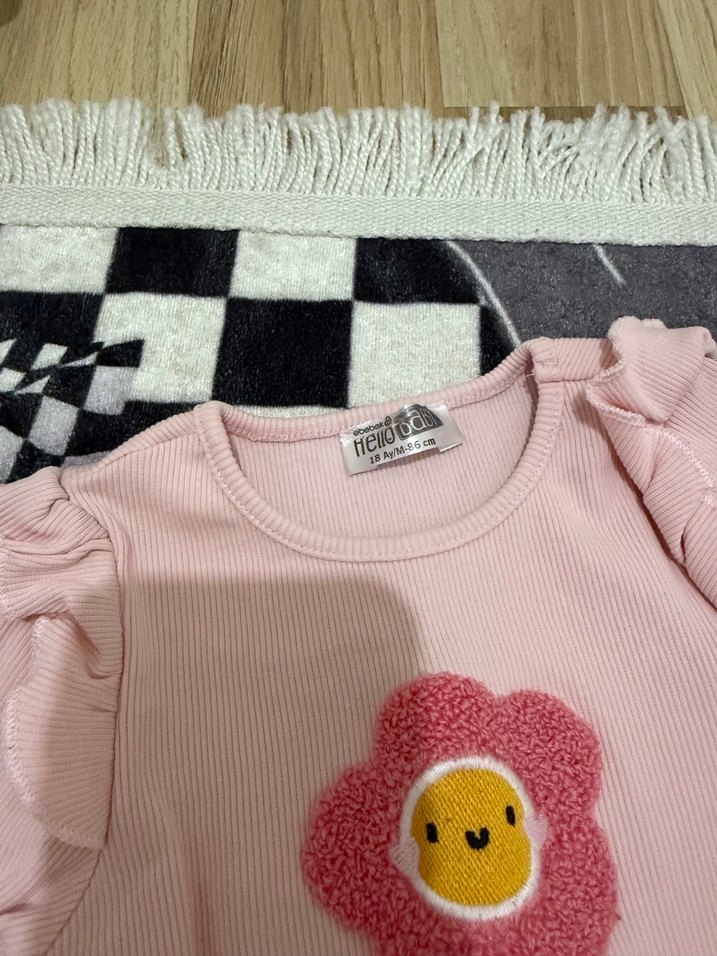 Hellobaby Pembe Fırfırlı Uzun Kollu Bebek Kız Takımı - Görsel 4