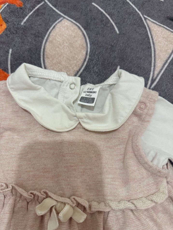 Uzun Kollu Örme Kız Bebek Elbise - Görsel 3