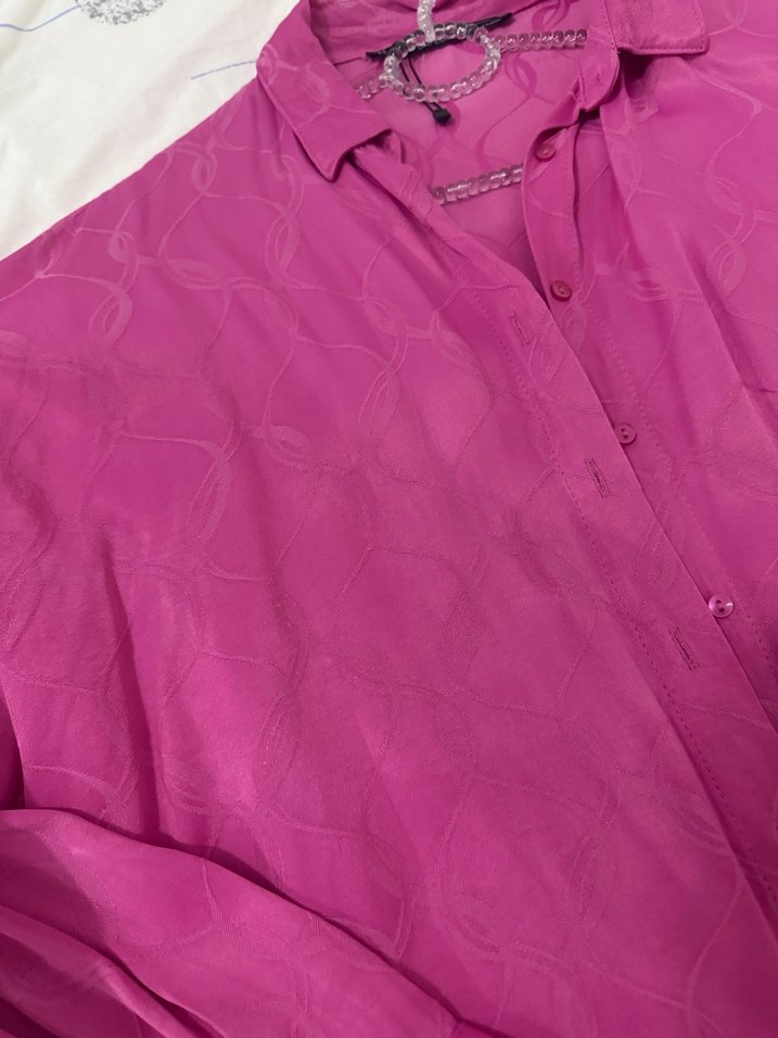 Pembe Düğmeli Kadın Gömlek - Görsel 3