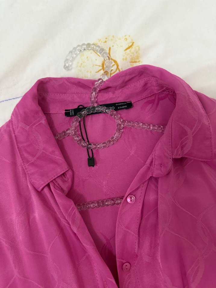 Pembe Düğmeli Kadın Gömlek - Görsel 2