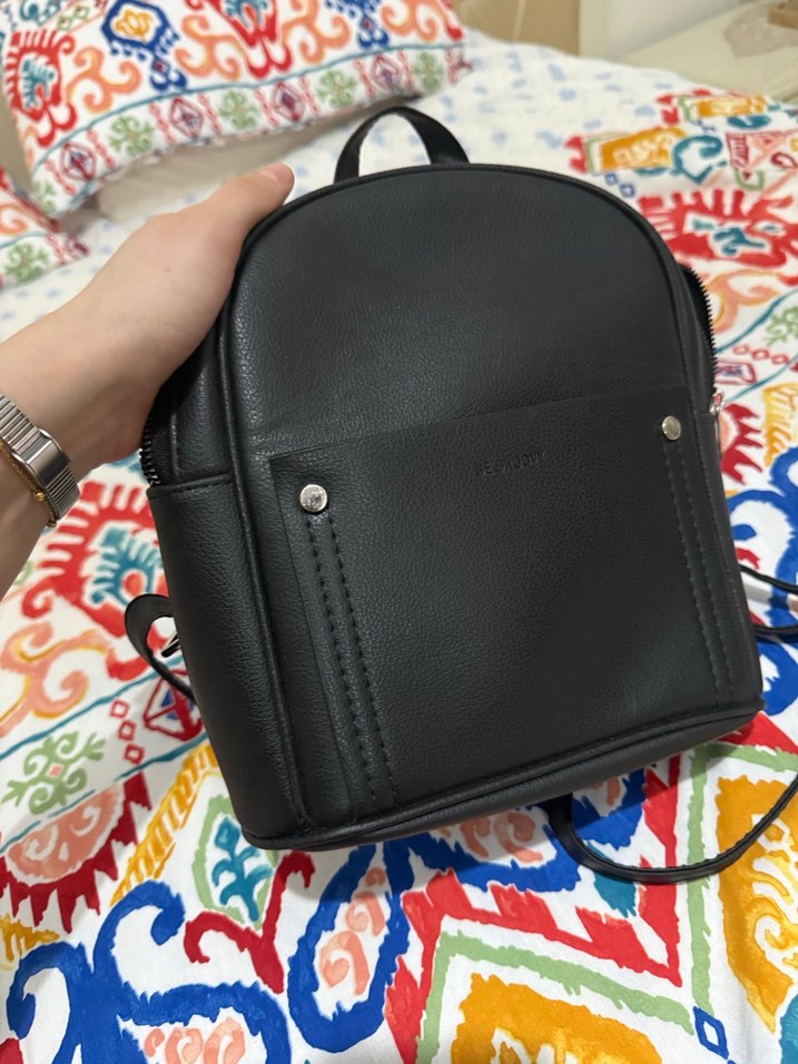 LCW Siyah Deri Kadın Sırt Çantası - Görsel 4