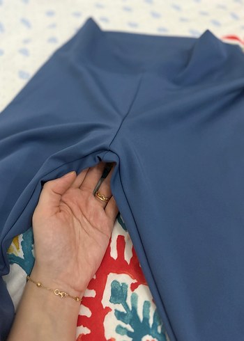 OYSHO Kadın Mavi Uzun Tayt Velcro Detaylı - Görsel 4