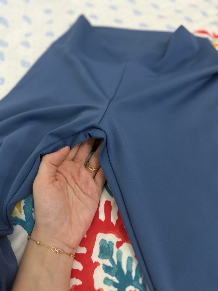 OYSHO Kadın Mavi Uzun Tayt Velcro Detaylı - Görsel 4