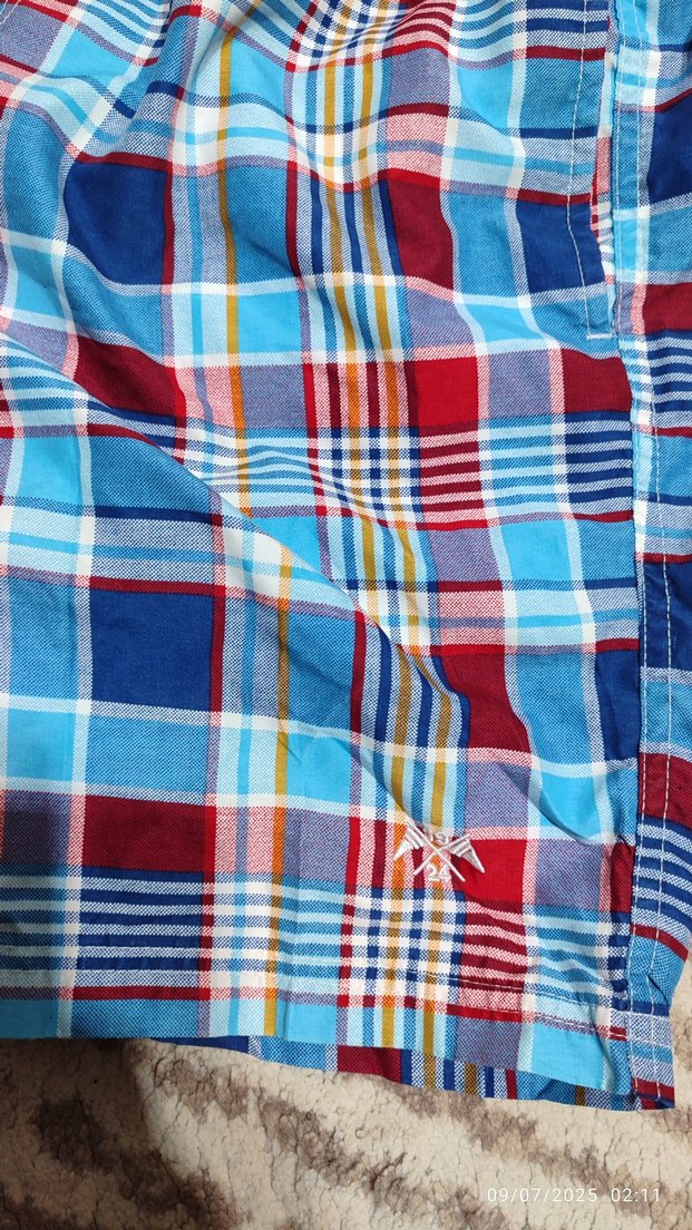 Renkli Ekose Desenli Bağcıklı Erkek Midi Şort - Görsel 3