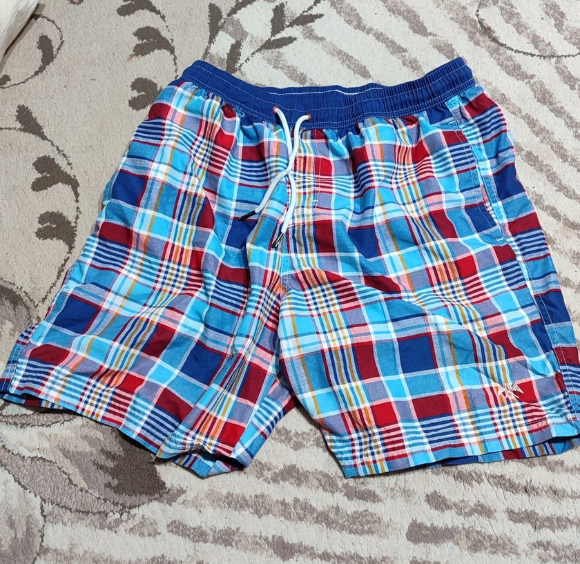 Renkli Ekose Desenli Bağcıklı Erkek Midi Şort - Görsel 2