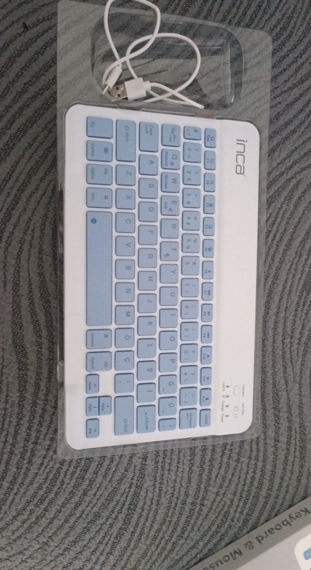 Inca Mavi Kablosuz Klavye ve şarj kablosu - Görsel 3