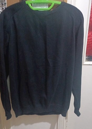 Siyah Erkek Sweatshirt, Uzun Kollu, Salaş Kesim
