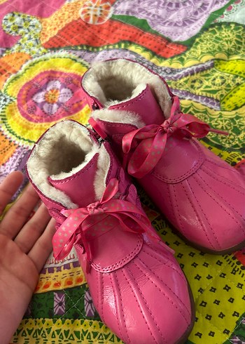 26 Beden pembe Renk Pembe Bağcıklı Kız Çocuk Botları