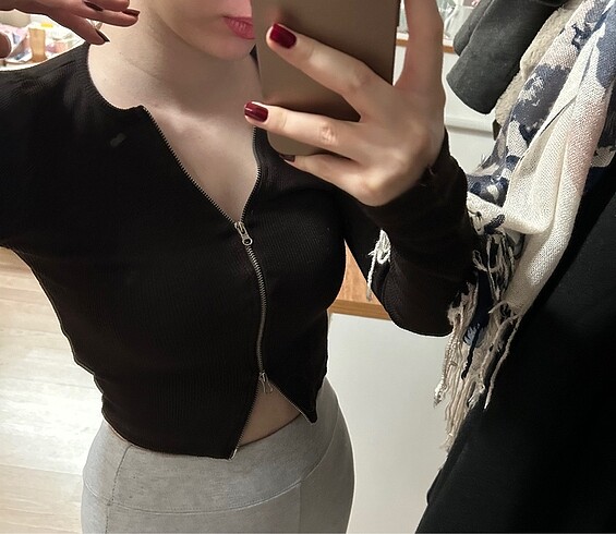 Trendyol & Milla Kahverengi fermuarlı bluz
