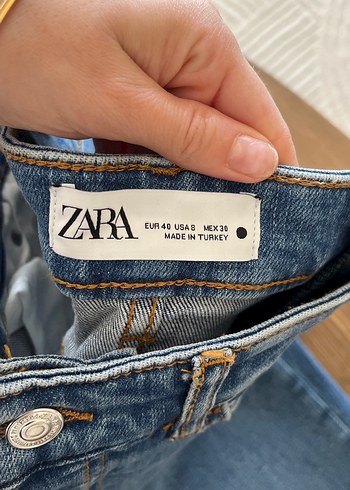 Mavi düğmeli Fit Kadın Denim Pantolon - Görsel 4