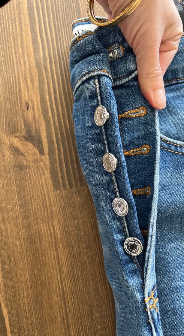 Mavi düğmeli Fit Kadın Denim Pantolon - Görsel 3