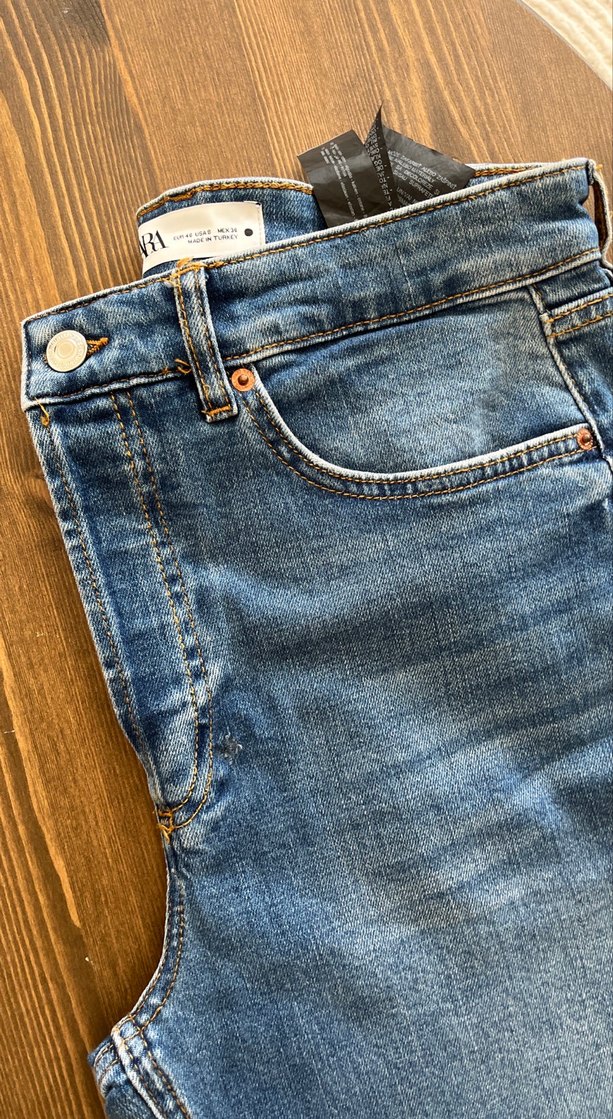 Mavi düğmeli Fit Kadın Denim Pantolon - Görsel 2