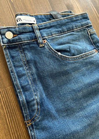 Mavi Desenli Düğmeli Zara Kadın Kot Pantolon - Görsel 3