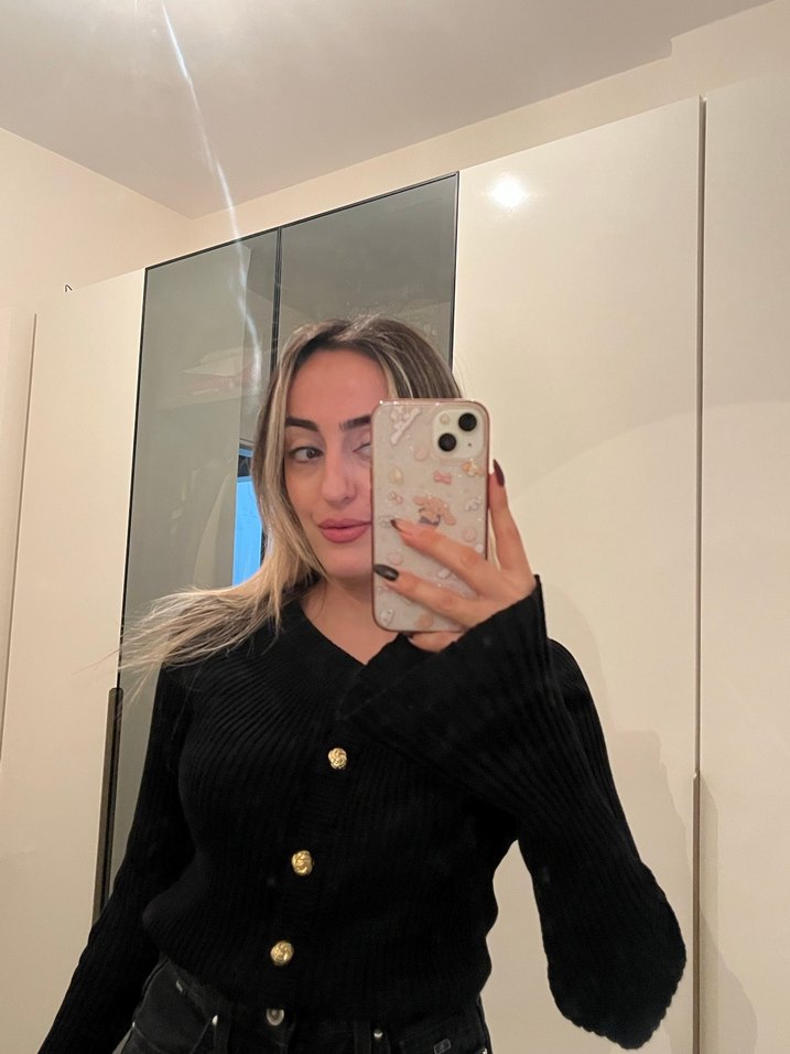 Siyah Kadın Denim Düğmeli Ceket - Görsel 5