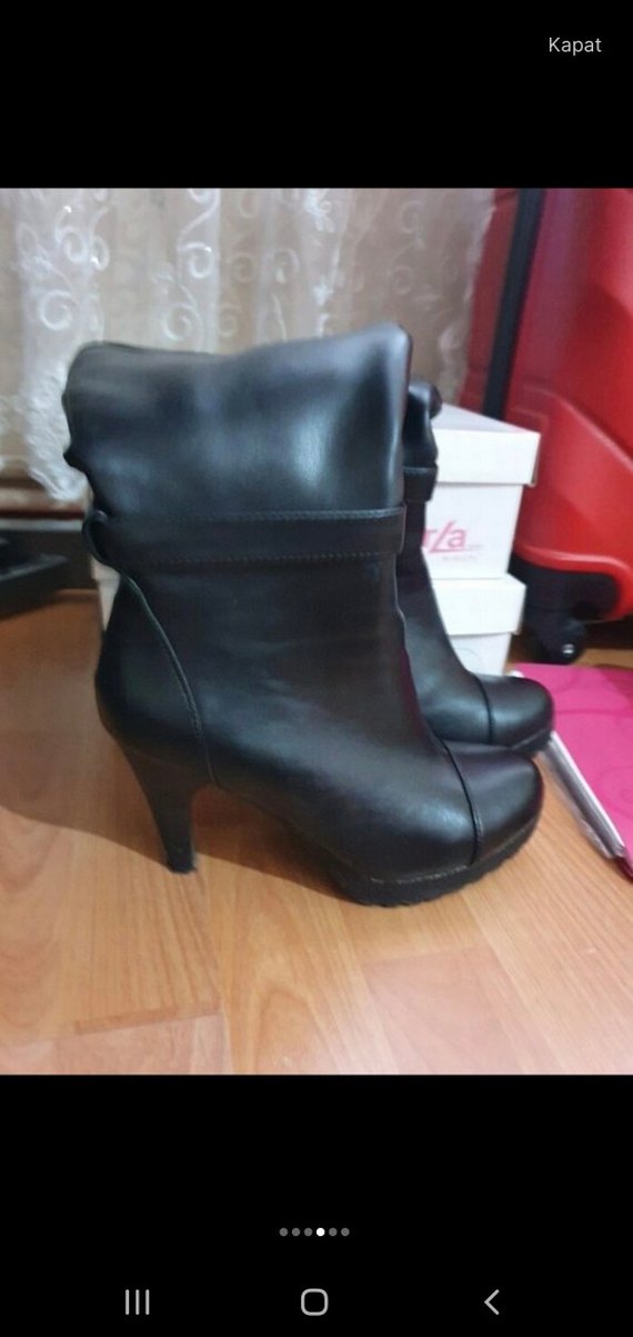 Siyah Deri Dizüstü Stiletto Topuklu Bot - Görsel 3