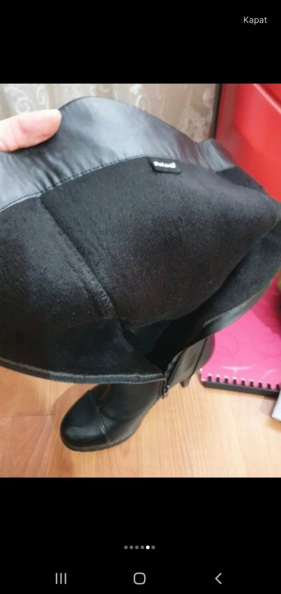 Siyah Deri Dizüstü Stiletto Topuklu Bot - Görsel 2