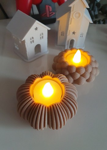 Bej Renkli Dekoratif LED Mum istenilen renk yapılır - Görsel 3