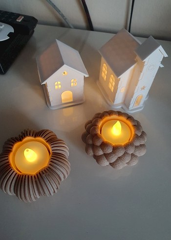 Bej Renkli Dekoratif LED Mum istenilen renk yapılır - Görsel 4