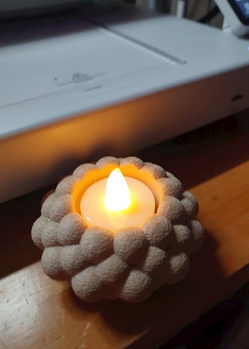 Bej Kabarcıklı Dekoratif Mumluk 3d tasarım - Görsel 5