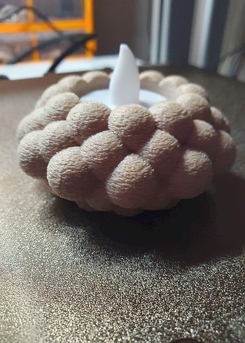 Bej Kabarcıklı Dekoratif Mumluk 3d tasarım - Görsel 3