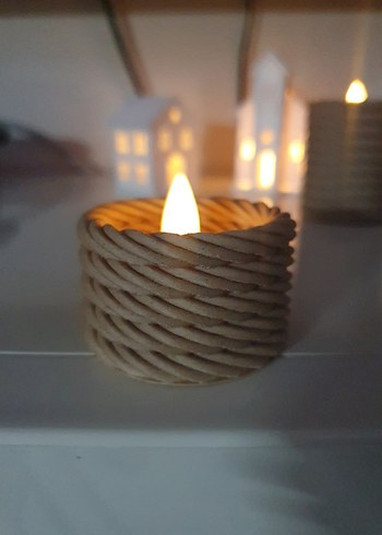 Bej Renkli Örgü Görünümlü Mumluk istenilen renkyapılırteklifiyat - Görsel 6