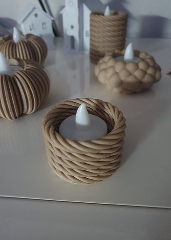 Bej Renkli Örgü Görünümlü Mumluk istenilen renkyapılırteklifiyat - Görsel 3