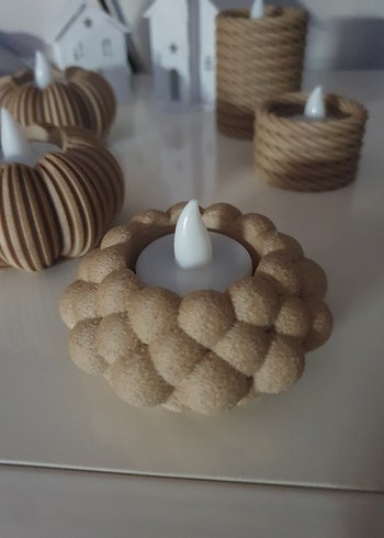 Bej Renkli Örgü Görünümlü Mumluk istenilen renkyapılırteklifiyat - Görsel 4